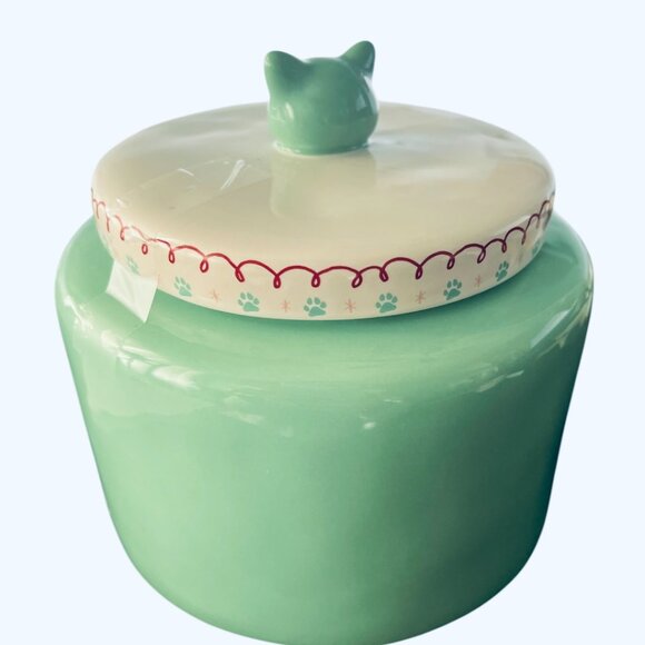 Rae Dunn NAUGHTY CLAWS Cat Treat Jar Canister w/Paw Prints And Cat Handle - NWOT - Picture 4 of 6